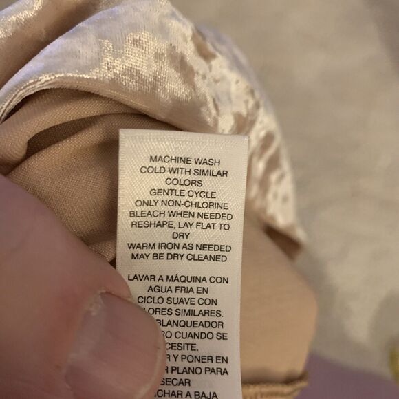 White House Black Market Top Womens Sz XXSP Velvet Flounce Antique Blush w Belt - Picture 5 of 5